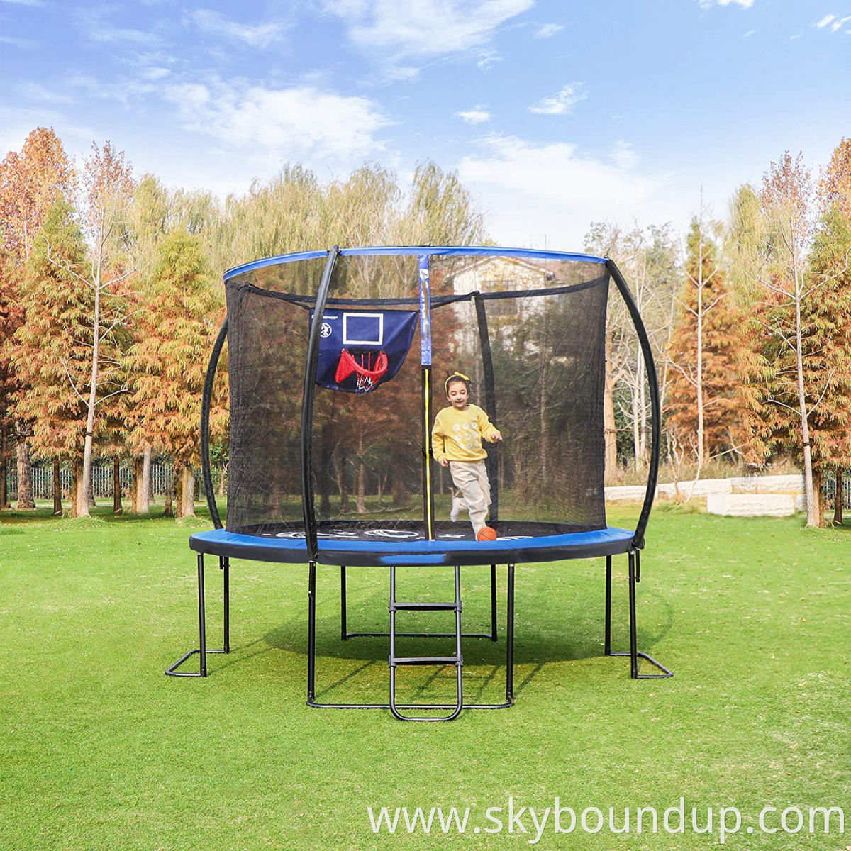 Garden anti-fall trampoline with safety fence children's trampoline safety exercise